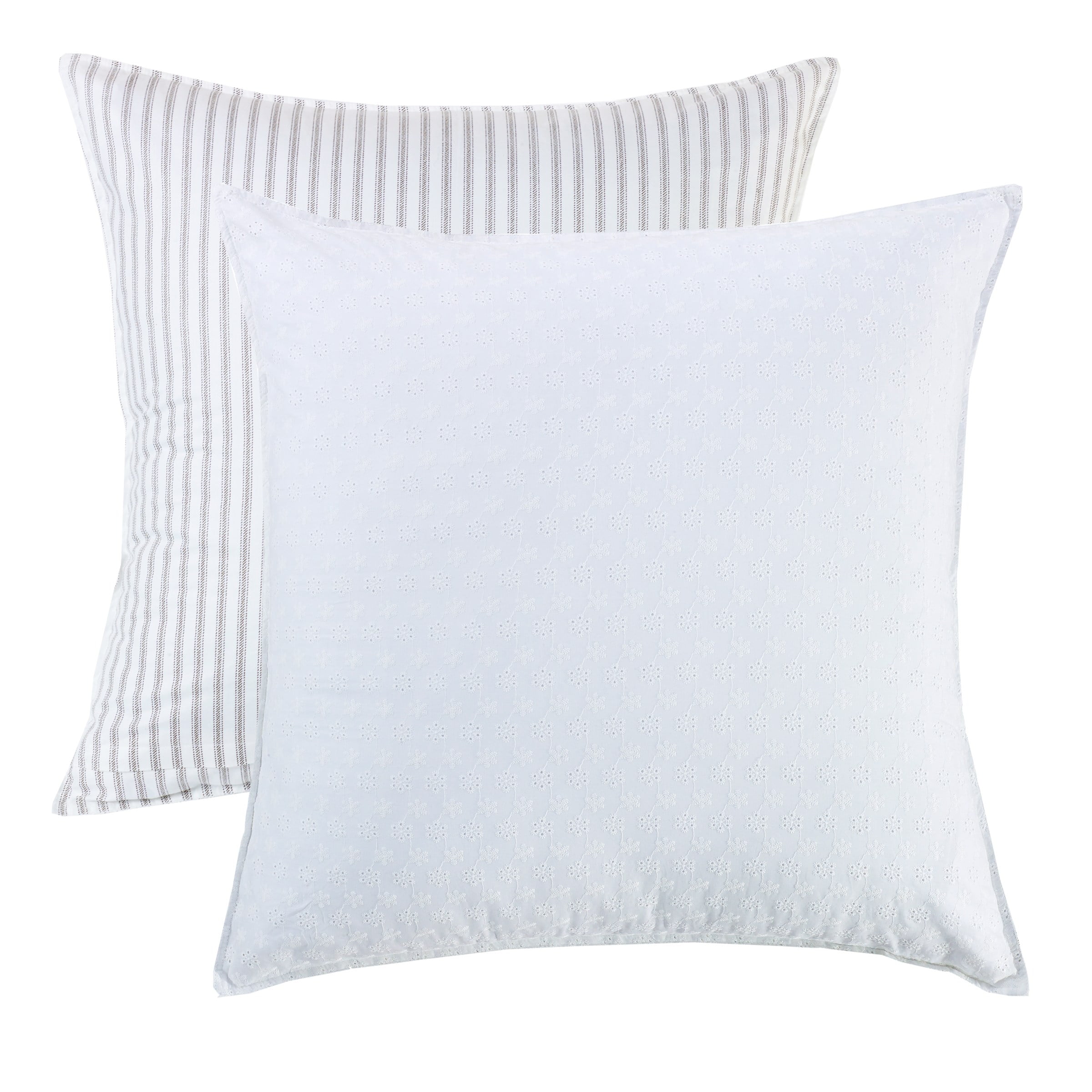 Hiend Accents Reversible Striped And Eyelet Euro Sham Walmart Com Walmart Com