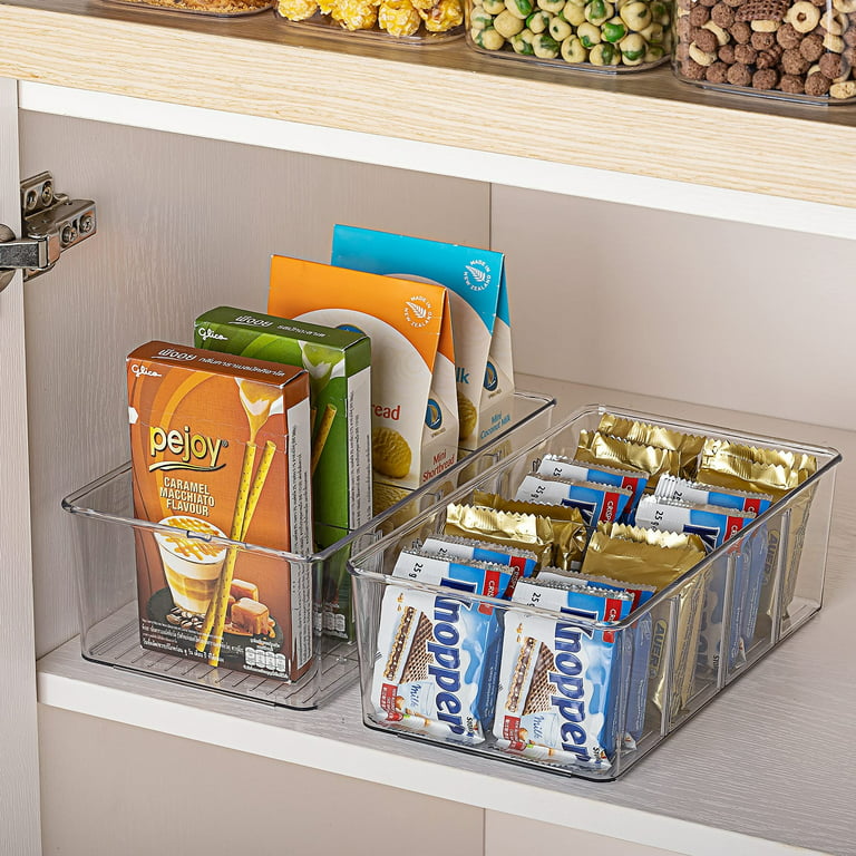 Food Storage Organizer Bin with 4 Compartment , Vtopmart Clear