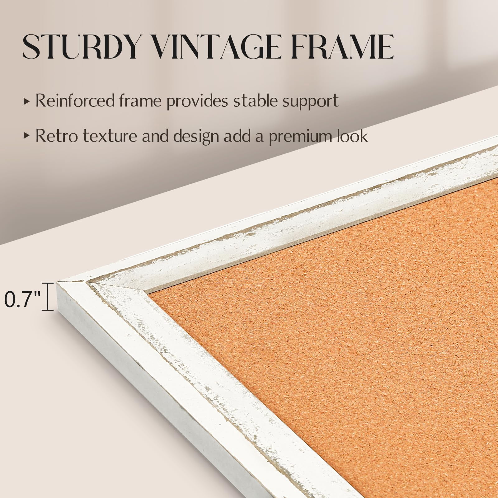Cork Board Bulletin  24" X 18" Corkboard For Wall Rustic Wooden Frame Decorative Hanging Pin Office Home School Decor