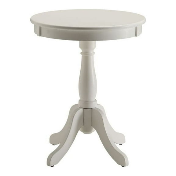 Cottage White Wood Pedestal Side or End Table