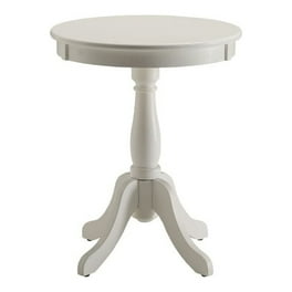 Cottage White Wood Pedestal Side Or End Table Cottage White Wood Pedestal Side Or End Table