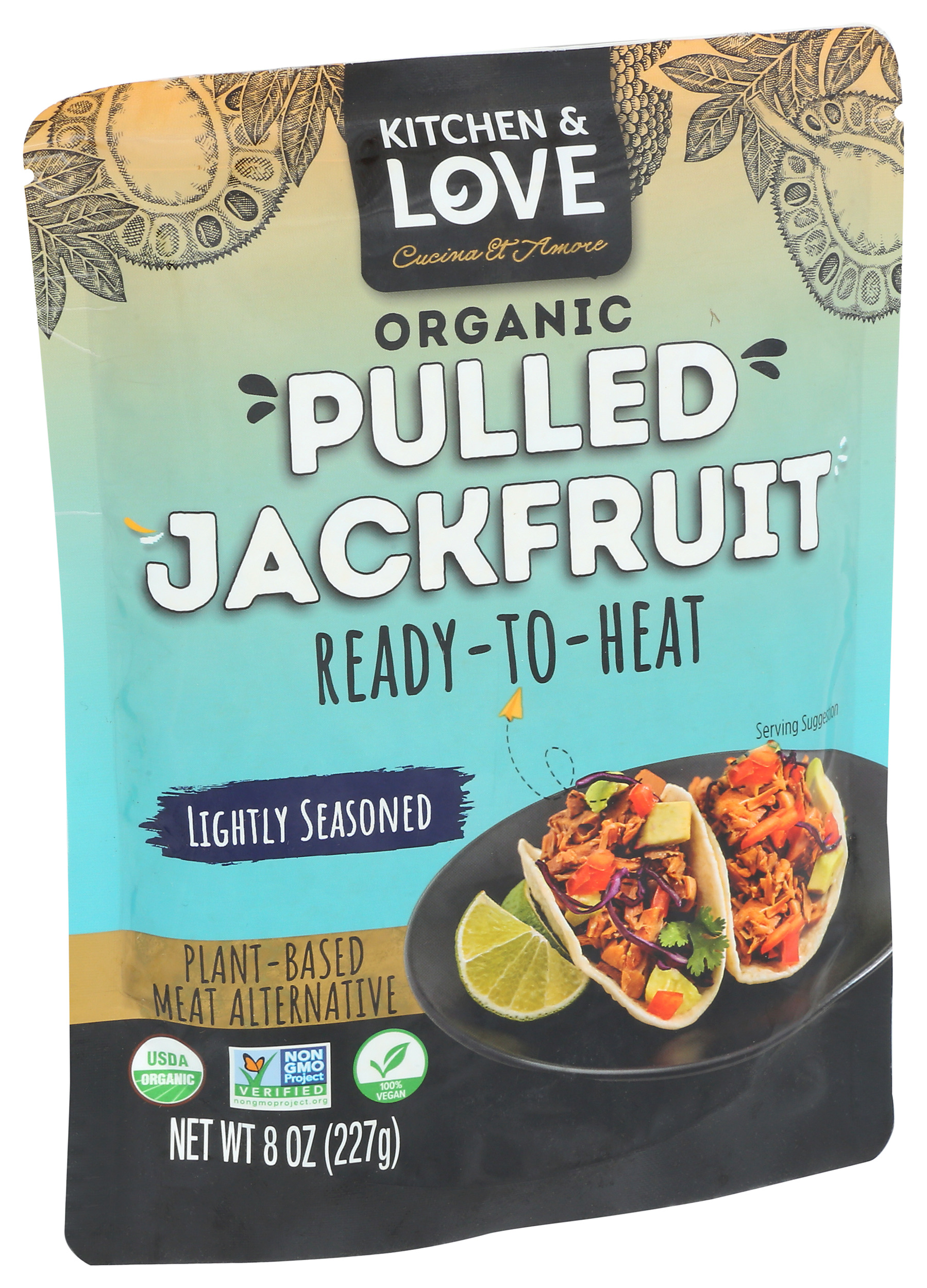 Pack of 6, Kitchen And Love Lightly Seasoned Organic Pulled Jackfruit, 8 oz