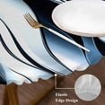thumbnail image 3 of Blue Striped Ombre Round Tablecloth, Fitted Table Cover with Elastic for 55"-60" Round Tables, Modern Blue Moire Geometric Table Cloth Outdoor Indoor Dinning Party Waterproof Tablecloths, 3 of 7