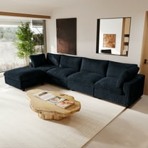 LovingAHome Convertible L Shaped Sofa Couch for Living Room, 5 Seat Comfy Modular Sofa Couch,Black