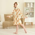 thumbnail image 4 of FORMRS Niños Bathrobe Unisex Hooded Robe Soft Plush Pajamas Sleepwear, Size 4-6T, Orange Checkered Pattern, 4 of 7