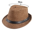 thumbnail image 2 of 56-58 cm circunferencia del sombrero hombres y mujeres sombrero de paja transpirable sombrero de verano protector solar retro sombrero de jazz sombrilla sombrero de ala corta, 2 of 5