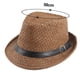 thumbnail image 2 of Sombrero de paja transpirable para hombre y mujer, de 56 a 58 cm de circunferencia, sombrero de verano, protector solar retro, sombrero de jazz, parasol, sombrero de ala corta, 2 of 5