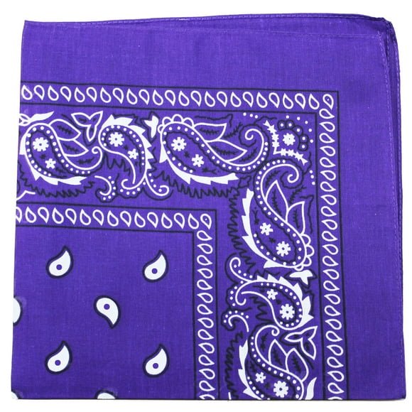Pack of 132 Paisley 100% Cotton Double Sided Bandanas - Bulk Lot (Purple)