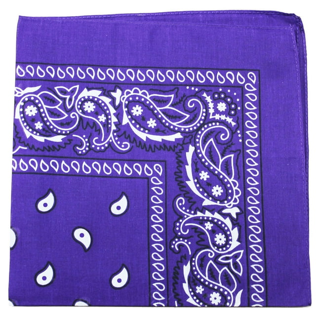 Lot de 50 Bandanas en Coton Daily Basic 22 x 22 à Imprimé Cachemire (Violet)