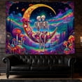 thumbnail image 4 of Blacklight Skull Moon Tapestry Trippy Mushroom Mountain Tapestries Starry Sky Wall Tapestry Skeleton Lovers Wall Hanging for Bedroom Decor,79Wx60H, 4 of 4