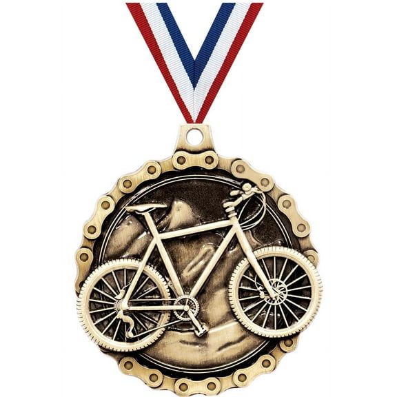 Mountain Bike Medals, 2" Gold Diecast Mountain Bike Medal Award 1 Pack