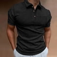thumbnail image 2 of JTieacloth Summer Shirt for Mens Mens Waffles Knit Shirts Short Sleeve Slim Fit Golf Casual Tee Shirts Black L, 2 of 6