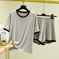 thumbnail image 2 of Playeras Cuello V Para Hombre, Camiseta De Manga Corta De Dos Piezas, Pantalones Cortos Casuales Sueltos Y Finos De Verano, Conjunto Para Usar En Casa, 2 of 3