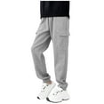 thumbnail image 3 of OGLCCG Cargo Sweatpants for Girls Elastic Waist Baggy Sporty Gym Athletic Fit Joggers Pants with Pockets Casual Solid Lounge Trousers 6-15 Years, 3 of 3