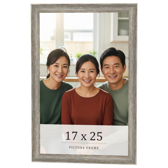 17x25 Frame Grey Solid Wood Picture Frame Width 1 Inches | Interior Frame Depth 0.5 Inches |