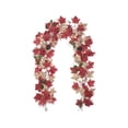 thumbnail image 2 of SPOORYYO Artificial Fall Maple Leaf Garland with Mini Pumpkins Pine Cones Berries, Flexible Plastic Autumn Harvest Rattan Vine for Halloween Thanksgiving Front Door Mantel Home Decor, 74.8", 2 of 7