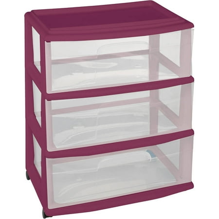 Homz 3 Drawer Wide Storage Cart Purple Brickseek