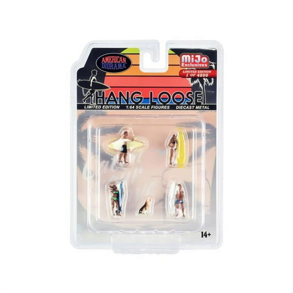 Hang Loose Figurine 5 pc. Set, Asstd - American Diorama AD-76500MJ - 1/64 Scale Figurine - Diorama Accessory