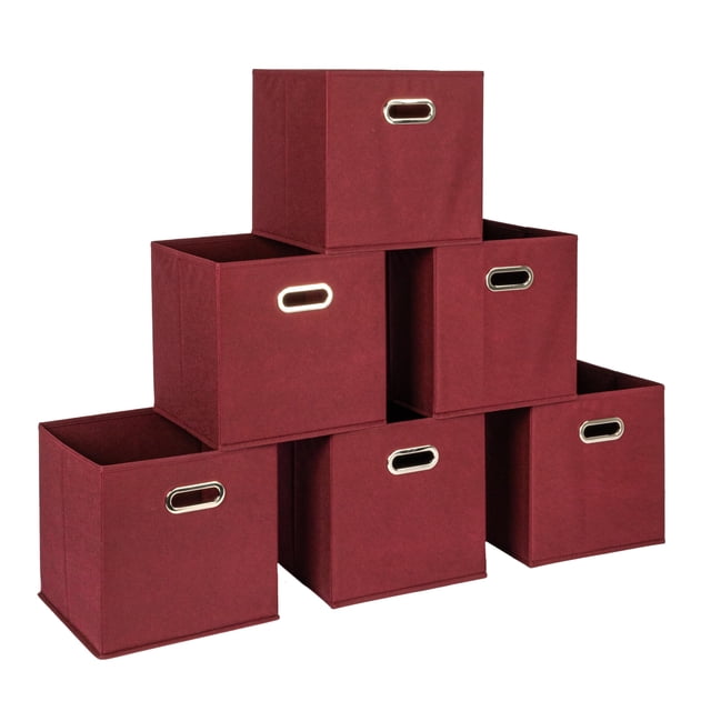 Juego de 6 compartimentos Storage Cube Essentials Household Essentials, color burdeos