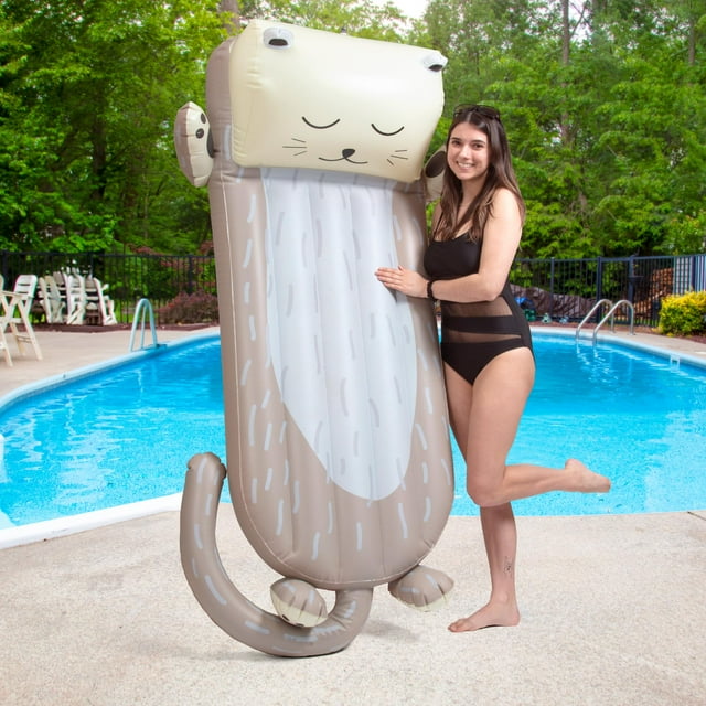 Nutria inflable gigante para piscina con reposacabezas para niños y adultos