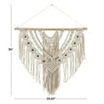 thumbnail image 3 of DecMode Cream Cotton Intricately Weaved Macrame Wall Decor with Beaded Fringe Tassels, 3 of 7