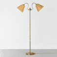 thumbnail image 2 of 66" Twin Arm Gooseneck Floor Lamp With Natural Raffia-Inspired Shades, 2 Vintage Edison Bulbs Included,Electroplated Gold Metal Base, Adjustable Lampshade, LED Floral Standing Lamp For Living Room, 2 of 9