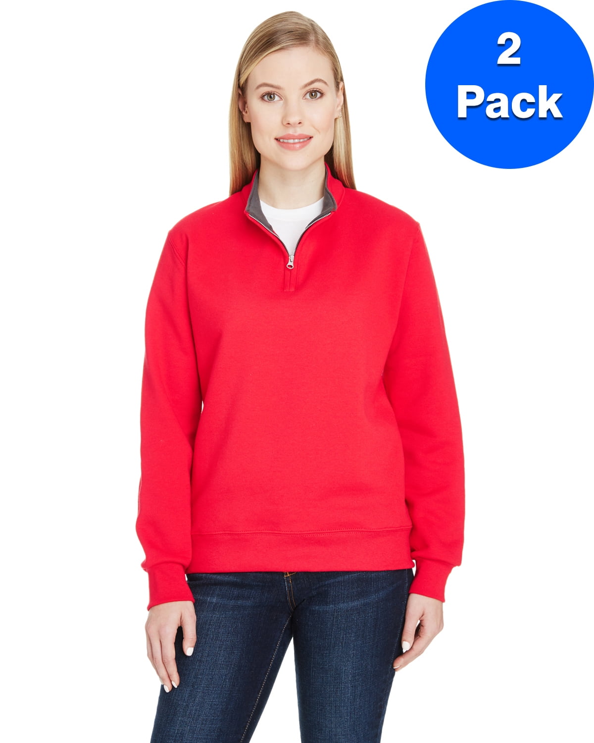 Fruit of the Loom - Womens 7.2 oz. Sofspun Ladies Quarter - Zip Sweatshirt (2 PACK) - Walmart 