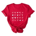thumbnail image 2 of Ounisa Womens Love Heart Letters Shirts Short Sleeve Valentines Crewneck Colorful Heart Graphic Tees Tops, 2 of 5