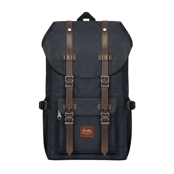 Mochila de viaje escolar KAUKKO para universidad flexible con portátil para 15", 22L (Oxford/Negro) KAUKKO K1023-black