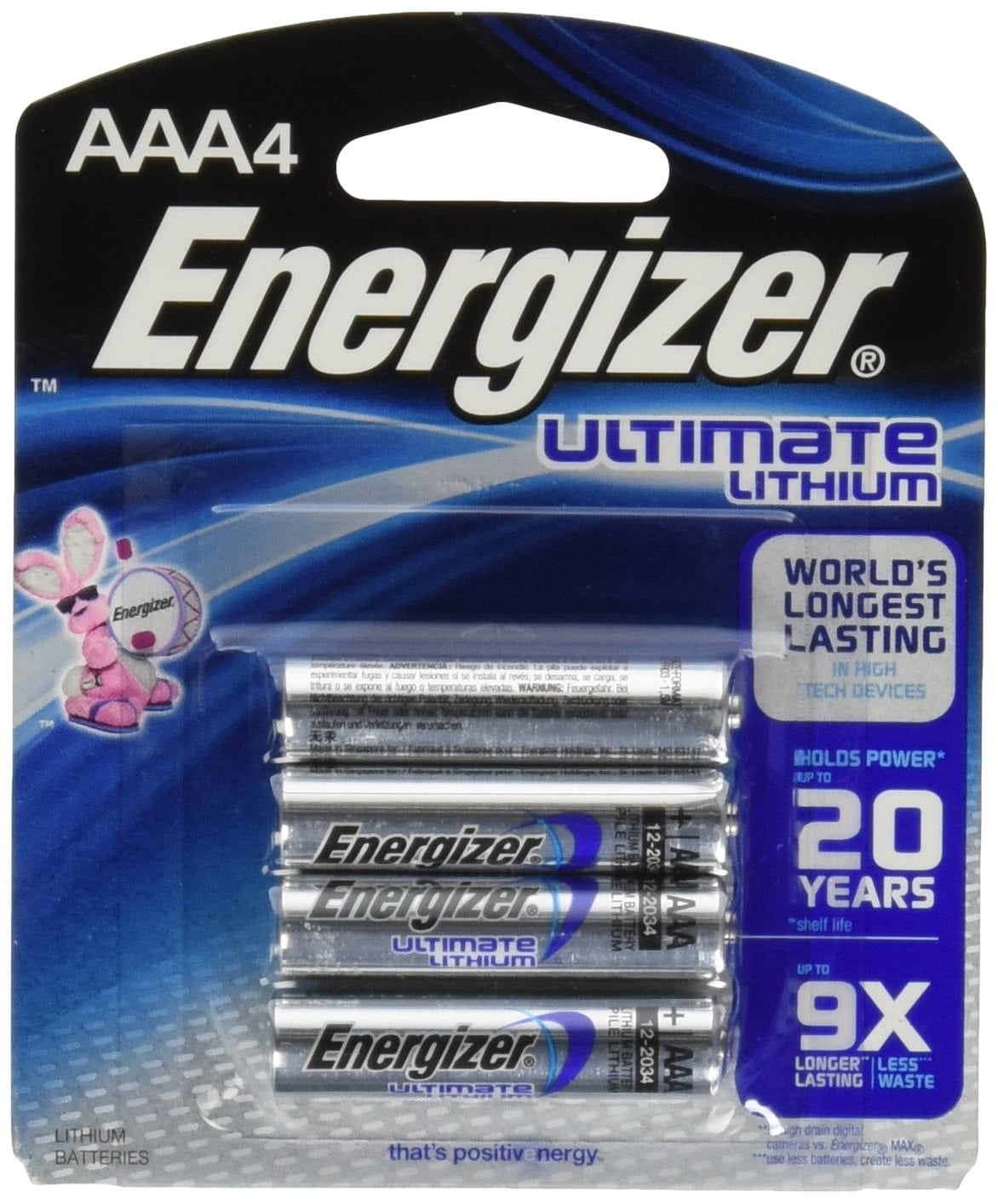 Energizer L92 Ultimate Lithium 4 AAA on Card