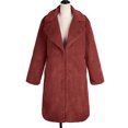 thumbnail image 5 of Penkiiy Women's Fuzzy Fleece Lapel Open Front Long Cardigan Coat Faux Fur Warm Winter Outwear Jackets Faux Fur Coat Wine, 5 of 5