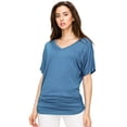 thumbnail image 4 of Made by Johnny V Neck Short Sleeve Dolman Top with Side Shirring XXL DENIM, 4 of 6