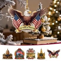 WKSCLPAI USA 250th Anniversary Hanging Ornament – Flag-Embellished White House Design, Patriotic Commemorative Keepsake, Perfect for 250 Year Celebrations & Home Holiday Decor