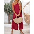 thumbnail image 3 of Goodwill Women's Summer Straps One Shoulder Pleated High Waist Casual Wide Leg Jumpsuit Romper with Pockets, 3 of 4