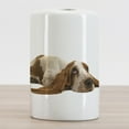 thumbnail image 2 of Basset Hound Ceramic Toothbrush Holder, Long Eared Dog Lying down on White Background, Decorative Versatile Countertop for Bathroom, 4.5" X 2.7", Caramel Mustard, 2 of 4
