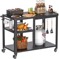 thumbnail image 5 of HARIPUL Outdoor Grill Cart, Patio Cooking Table Stand w/ Wheels & Hook, Outdoor Dining Rack for Camping & Party, Black, 5 of 7