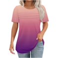 thumbnail image 2 of mfyjkho Tops Para Hacer Ejercicio, Jersey De Mujer De Manga Corta Con Cuello Redondo, Plisado En El Pecho, Estampado De Color Degradado Tops Para Salir Para Mujer S, 2 of 5