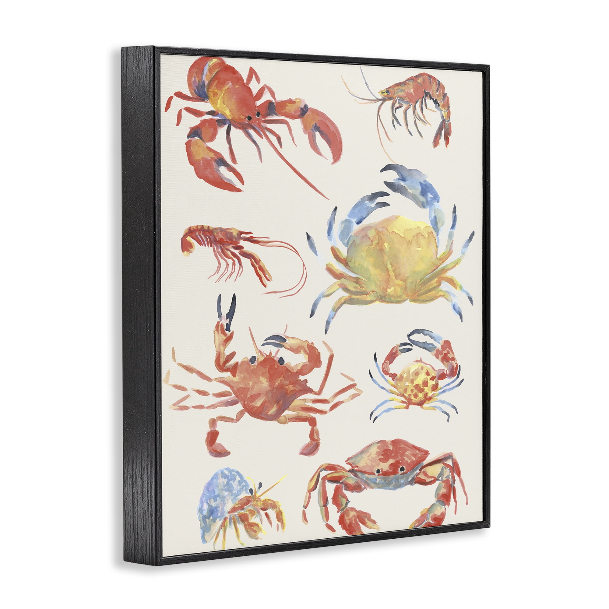 Stupell Industries Crab & Crustacean Collection Black Framed Giclee Art, design by June Erica Vess