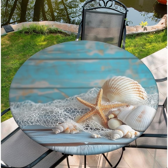 Elastic Tablecloth for Round Tables, 38"-42" Seastar Round Table Cloths with Waterproof, 44" Fitted Tablecloth for Outdoor,Dining, Kitchen