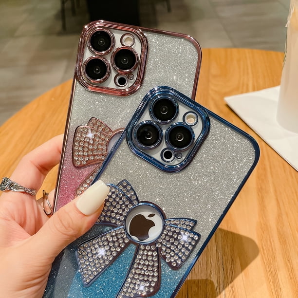 iPhone - ShineBrigh SaniMore for iPhone 13 Pro Case Bowknot Glitter Rhinestone Bling