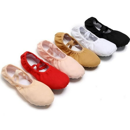 

Girls Kids Pointe Shoes Dancing Slippers Canvas Flat Ballet Shoes For Gril Women Kids Children Professional Shoe