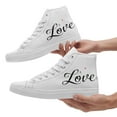 thumbnail image 6 of Coolcustomize Mens Plus Size Love Print High Top Sneakers, Romantic Style Casual Couple Shoes, Perfect for Dates, Streetwear & Casual Attire, Stylish Durable for Sports, Perfect Sweet Gift for Lovers, 6 of 12