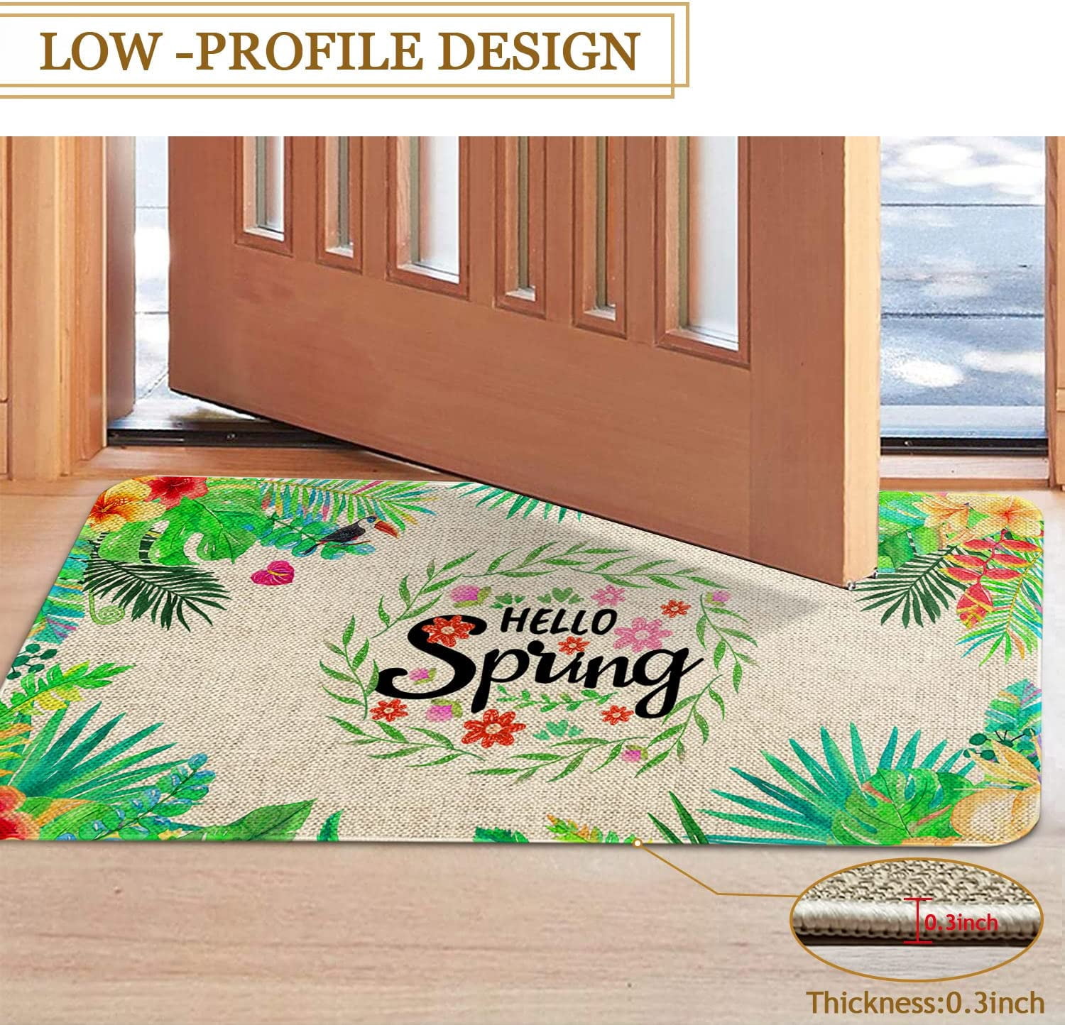 Spring Door Mat 30 X 17 Inch Hello Spring Flowers Doormat Indoor Outdoor Entrance Floor Mat Non Slip Spring Decor Rubber Mats