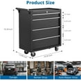 thumbnail image 6 of 4-Drawer Rolling Tool Chest - Mobile Storage Cabinet with Lock & Drawer Liners, black, 6 of 9