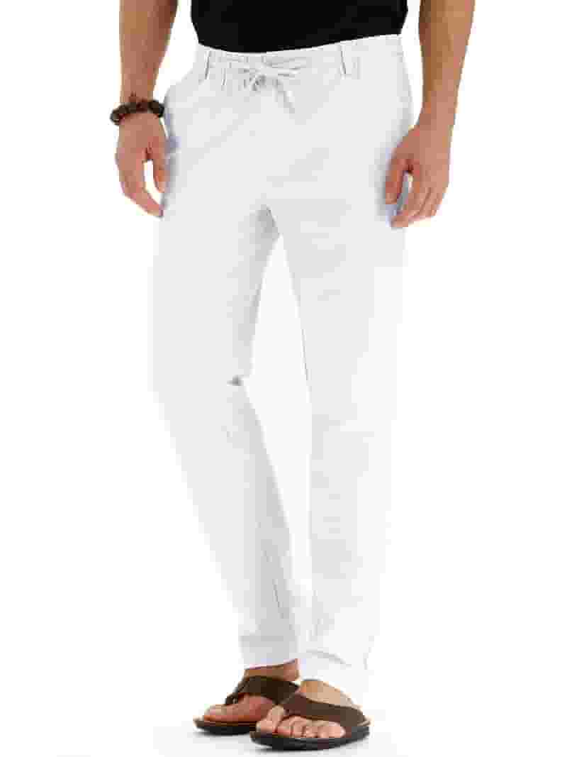 初売りセール JWD Waistband Elastic Pants, Linen Cotton Lightweight Men's Clothing