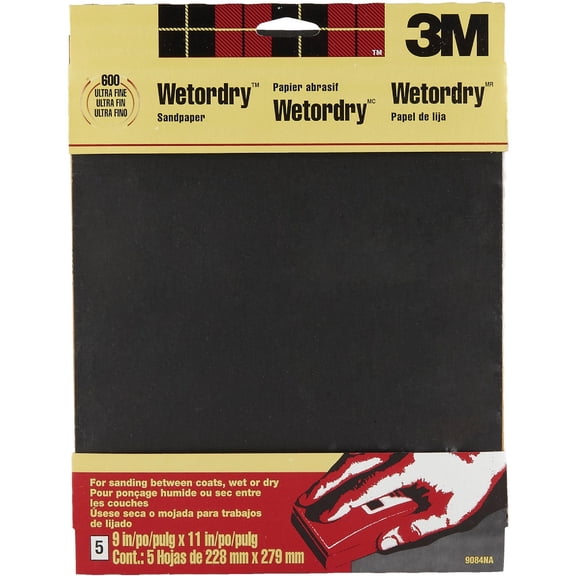 Wet/Dry Sandpaper, 600-Grit, 9 x 11-In., 5-Pk.