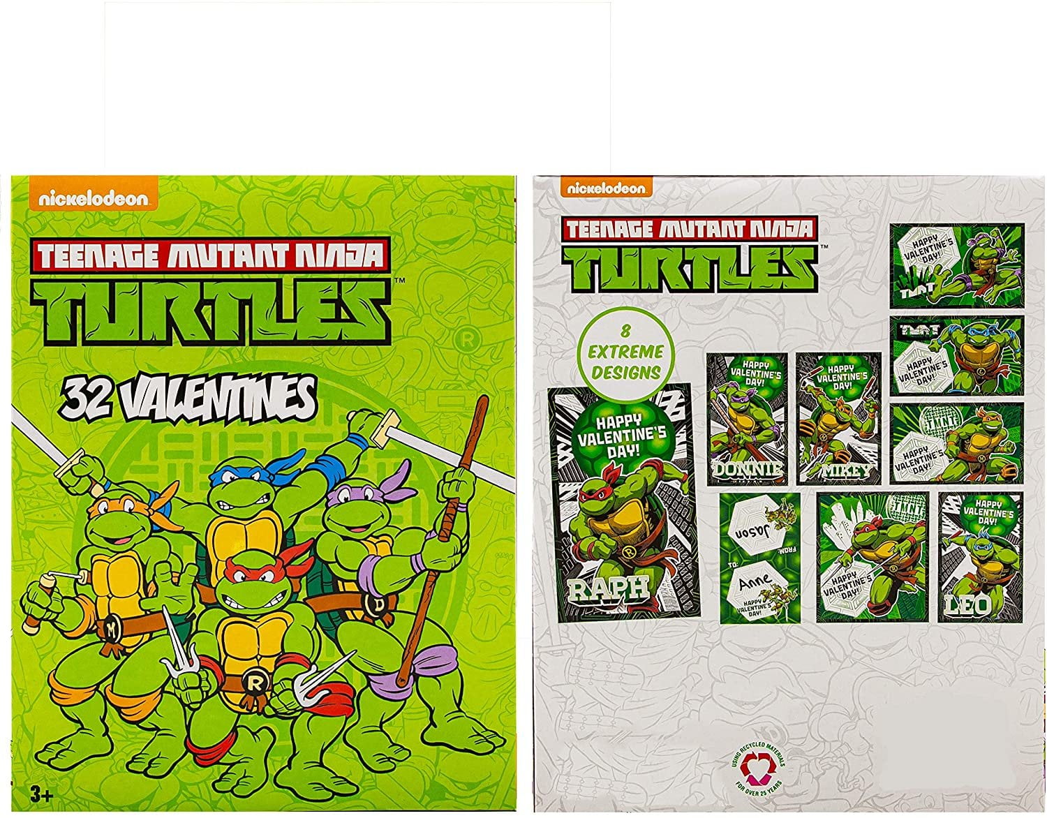 Valentines Day Classroom Exchange Gift Nickelodeon Teenage Mutant Ninja Turtles TMNT Valentines 8 Fun Design Kids DIY Daycare Homeschooling Sunday School 32 Valentines Teachers Card Included