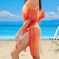 thumbnail image 6 of qelini Beach Cover up for Women Sheer Sarong Cover Up Solid Color Beach Vacation Summer Tunic Swimsuit Cover Up, 6 of 6