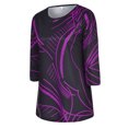 thumbnail image 4 of IROINID Deals Womens Plus Size Tops Spring Printed Mid-length Sleeves Round Neck Lounge Tee Tops,Purple, 4 of 8