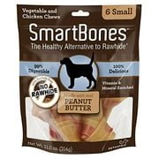 SmartBones Small Chews With Real Peanut Butter 6 Count, Rawhide-FreeChews For Dogs